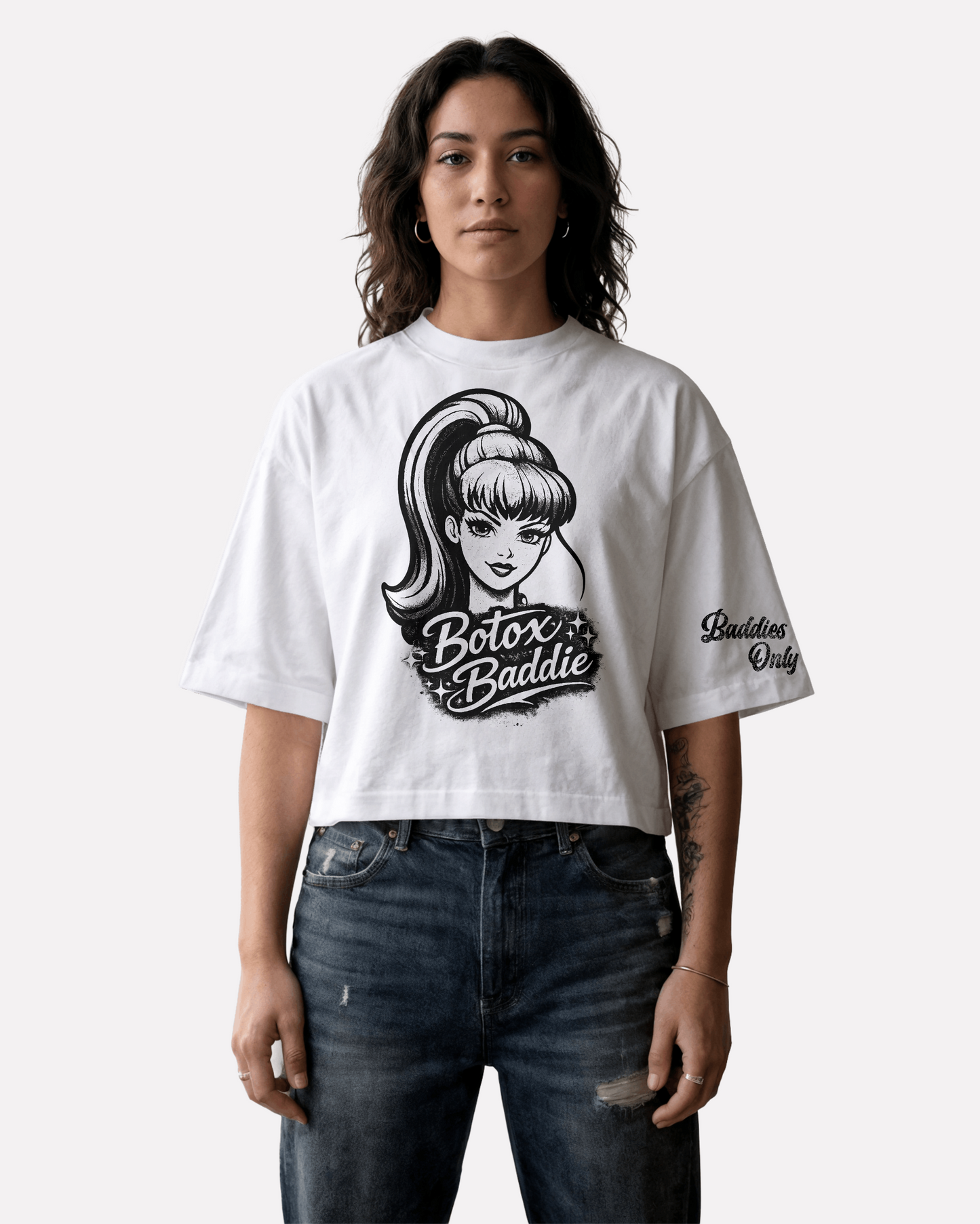 BOTOX BADDIE OVERSIZED HAND CROPPED TEE