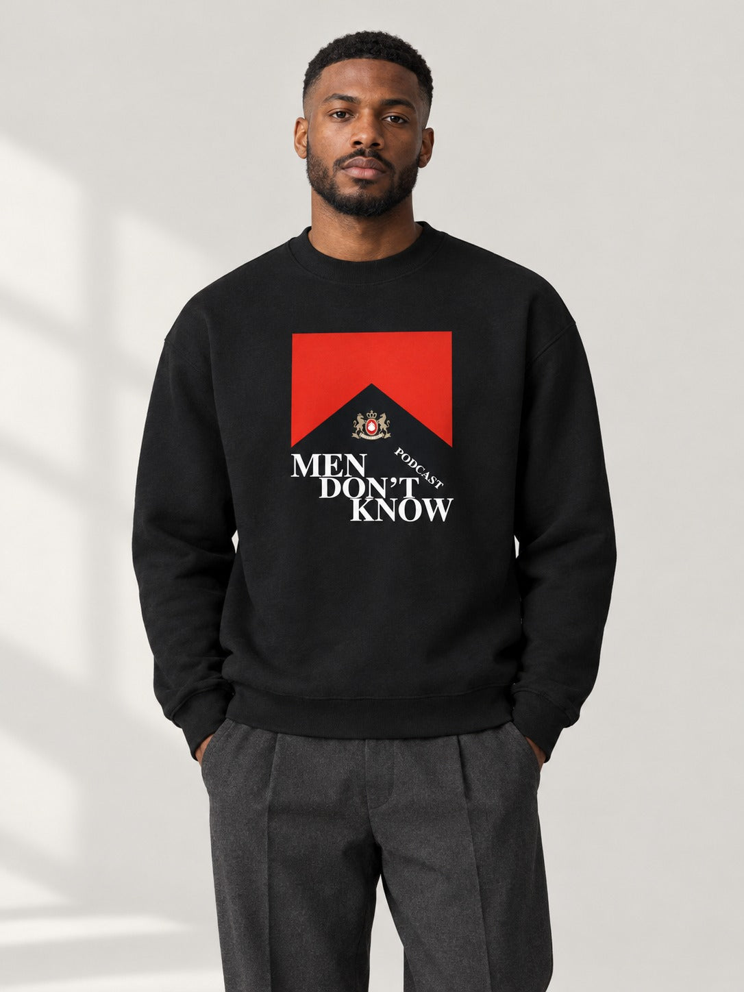 BLACK MEN DON'T KNOW CREW NECK on model