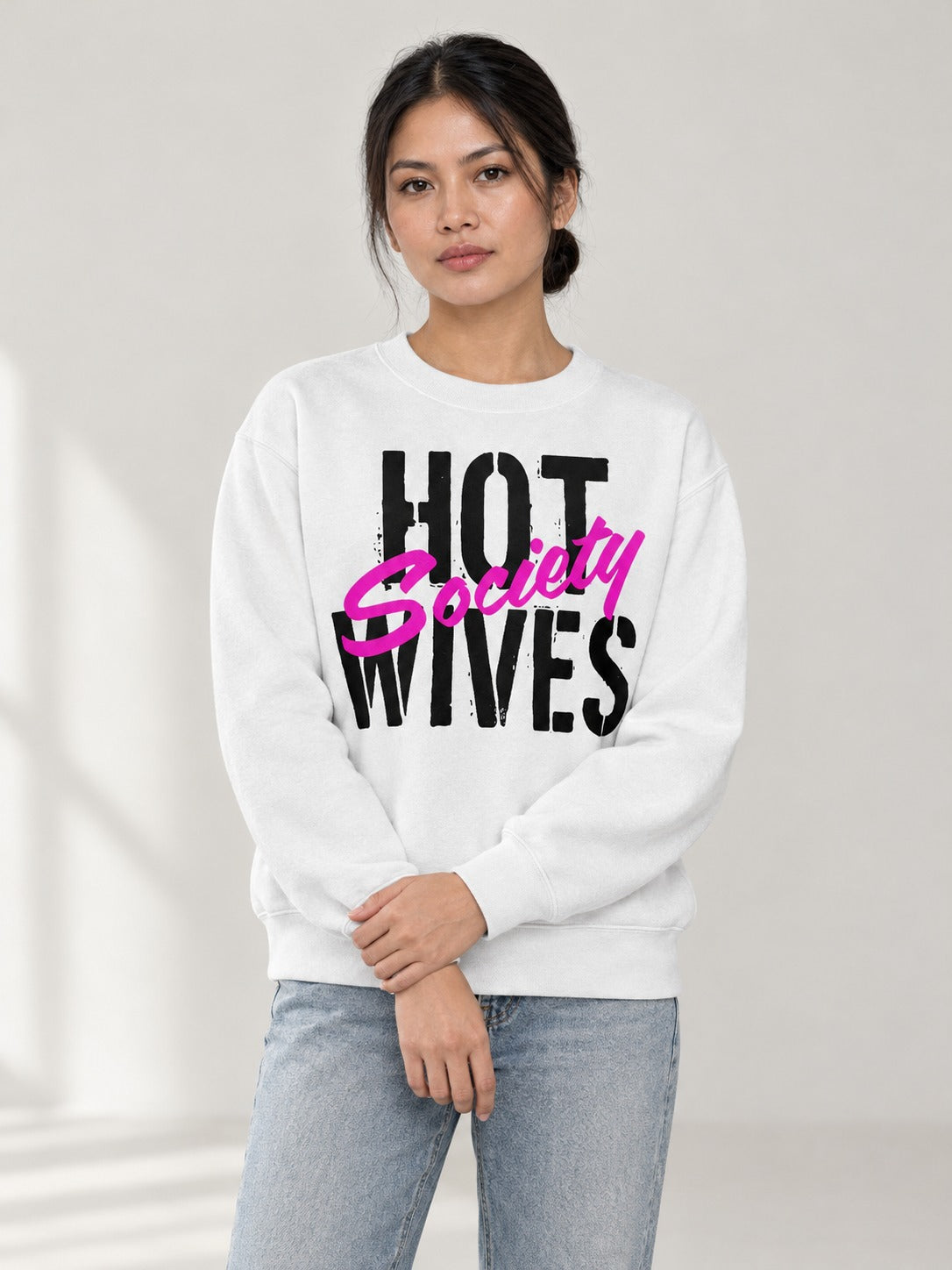 HWS Distressed CrewNeck on model