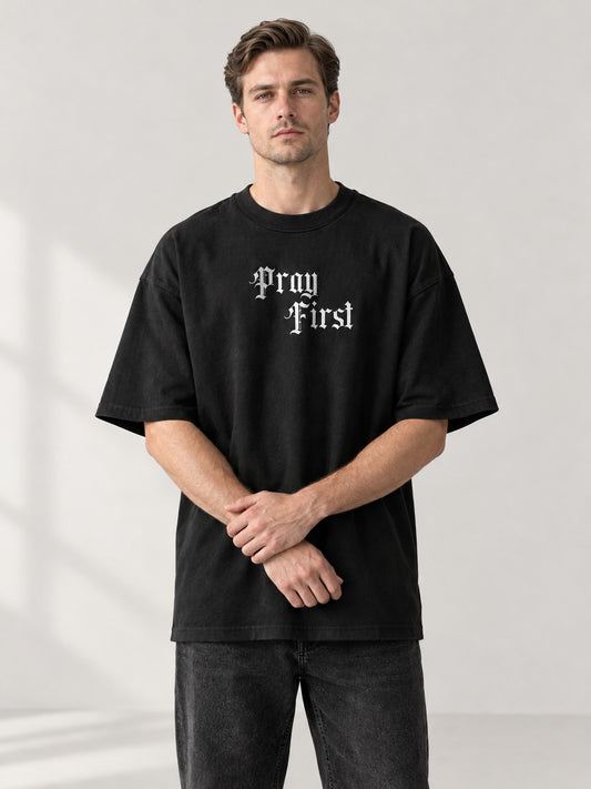 PF small writing T on model